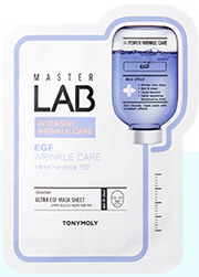 ProtoClinical k-beauty TONYMOLY Master Lab Sheet Mask 19g X 10ea single rectangular sheet mask packet centered on a white background with blue-gray upper tones and a pale white lower section.