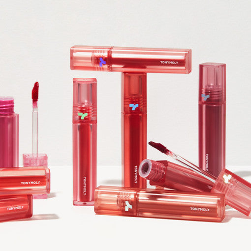 ProtoClinical k-beauty TONYMOLY PERFECT LIPS SHOCKING LIP (14 Colors) 4g single upright rose-pink lip tint tube centered on a pale beige background