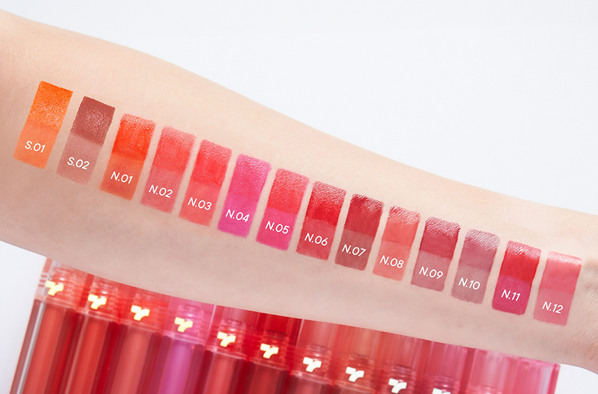 ProtoClinical k-beauty TONYMOLY PERFECT LIPS SHOCKING LIP (14 Colors) 4g two side-by-side rosy pink and mauve lip swatches on a pale background