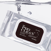 ProtoClinical k-beauty TONYMOLY Pro Clean Soft Cleansing Tissues 280g (50 Sheets) single dark cleansing tissue pack centered on a pale lilac background with soft cream side panels