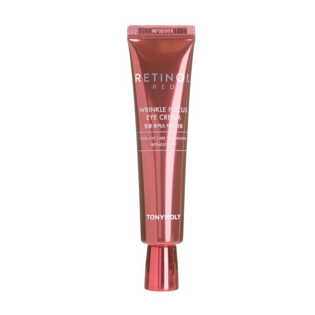 ProtoClinical k-beauty TONYMOLY Red Retinol Wrinkle Focus Eye Cream 30ml single eye cream package shown upright on a clean light background