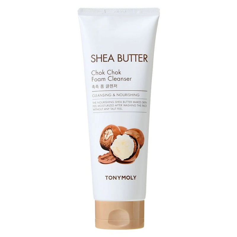 ProtoClinical k-beauty TONYMOLY Shea Butter Chok Chok Foam Cleanser 250ml single upright cleanser tube with a visible front label on a clean white background