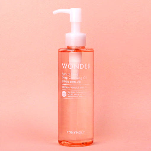 ProtoClinical k-beauty TONYMOLY Wonder Apricot Deep Cleansing Oil 190ml single upright cleansing oil bottle with a visible front label on a clean white background