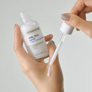 ProtoClinical k-beauty DERMATORY Hyal Shot Barrier cream Ampoule B5 50ml abstract horizontal product graphic with coral side blocks, an aqua center highlight, and a pale gray lower band