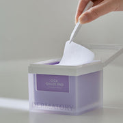 ProtoClinical k-beauty DERMATORY Hypoallergenic Cica Rescue Gauze Pad 200ml (80ea) single upright product package centered on a cool gray and lavender background with a white horizontal band