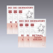ProtoClinical k-beauty DERMATORY Retinal Derm Band Mask 28g X 6ea set of six white-and-peach mask sachets arranged in two stacked groups on a pale gray background