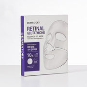 ProtoClinical k-beauty DERMATORY Retinal Glutathione Radiance Gel Mask 22g X 3ea shown in upright white box packaging with a purple side panel and illustrated sheet mask on a white background