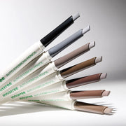 ProtoClinical k-beauty innisfree Auto Eyebrow Pencil single slim eyebrow pencil centered vertically on a light background with soft taupe and gray side shading