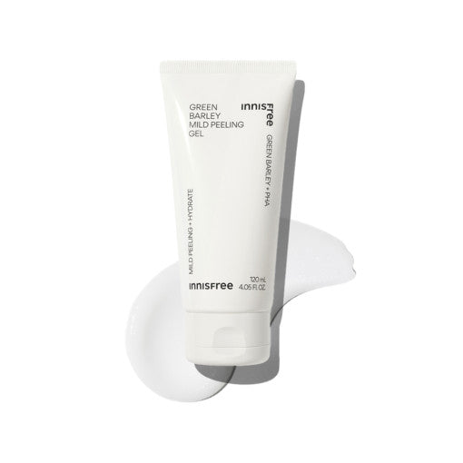 ProtoClinical k-beauty Innisfree Green Barley Mild Peeling Gel 120ml single peeling gel tube shown upright with a visible front label on a light background