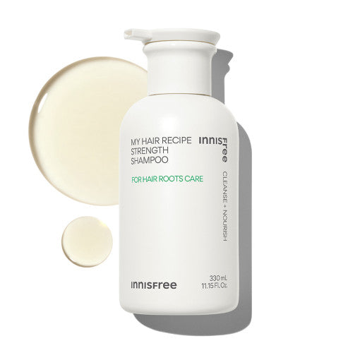 ProtoClinical k-beauty innisfree My Hair Recipe Strength Shampoo 330ml single front-facing shampoo bottle with printed label on a clean white background