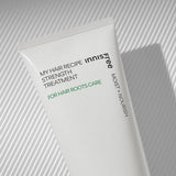 ProtoClinical k-beauty innisfree My Hair Recipe Strength Treatment 200ml single upright treatment package centered on a pale green-gray background with a muted vertical silhouette