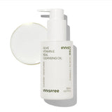ProtoClinical k-beauty Innisfree Olive Vitamin E Real Cleansing Oil 150ml single upright warm olive cleansing oil container centered on a clean white background with a darker right-side shadow.