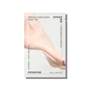 ProtoClinical k-beauty innisfree Special Care Mask Foot 20ml X 6ea pair of slim peach foot mask packets shown side by side on a light background