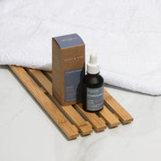 ProtoClinical k-beauty [MARY & MAY] 6 Peptide Complex Serum 30ml warm brown diamond-shaped graphic with pale blue corner shading on a light background.