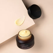 ProtoClinical k-beauty [MARY & MAY] Idebenone + Blackberry Complex Intense Cream 70g in a warm beige graphic with a taupe vertical center band and soft lavender side tones