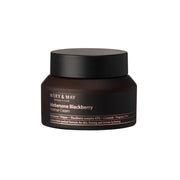 ProtoClinical k-beauty [MARY & MAY] Idebenone + Blackberry Complex Intense Cream 70g in a pale lavender and cream graphic with a soft gray center and light horizontal bands