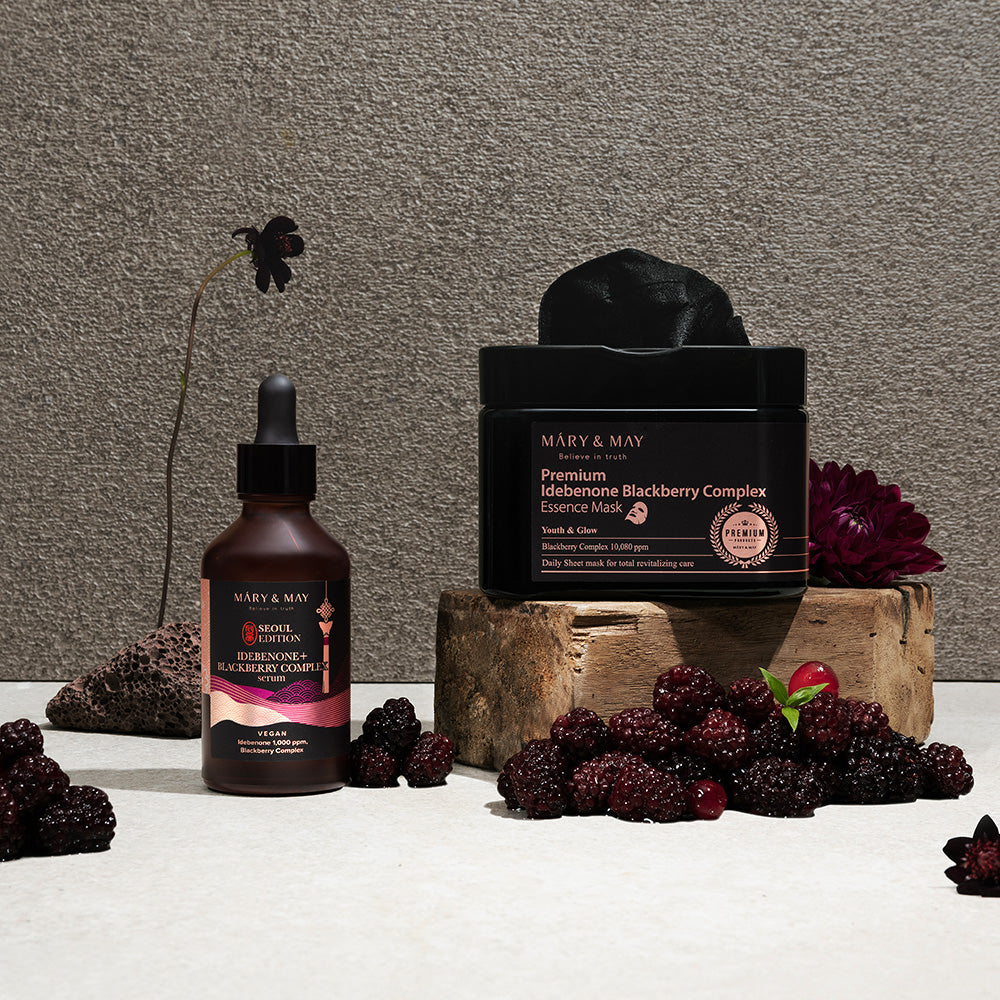 ProtoClinical k-beauty dark brown vertical beauty product silhouette on a taupe background with a pale lower band.