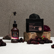 ProtoClinical k-beauty dark brown vertical beauty product silhouette on a taupe background with a pale lower band.