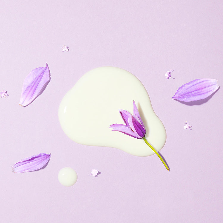 ProtoClinical k-beauty soft lavender beauty graphic on a light background.
