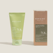 ProtoClinical k-beauty [MARY & MAY] Sensitive Soothing Gel Cream 100g shown with two upright package silhouettes side by side in muted green and taupe tones on a light background