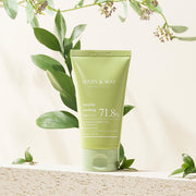 ProtoClinical k-beauty [MARY & MAY] Sensitive Soothing Gel Cream 100g single tall periwinkle tube with a darker purple center, framed by bright yellow side panels on a pale background