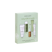 [MARY & MAY] Soothing Trouble Care Travel Kit (5pcs) by ProtoClinical shown as a green skincare product on a clean white background for a k-beauty skincare routine.