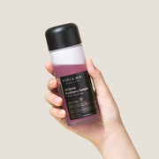 ProtoClinical k-beauty warm beige beauty graphic with a mauve vertical center on a pale background.