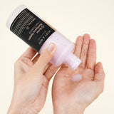 ProtoClinical k-beauty peach and beige beauty graphic with a darker vertical center on a light background.