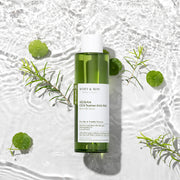 ProtoClinical k-beauty soft gray-blue beauty graphic with a muted green vertical center on a pale background.