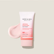 ProtoClinical k-beauty [MARY & MAY] Vegan Primer Glow Sun Cream SPF50+ PA++++ 50ml single studio product package on a white background