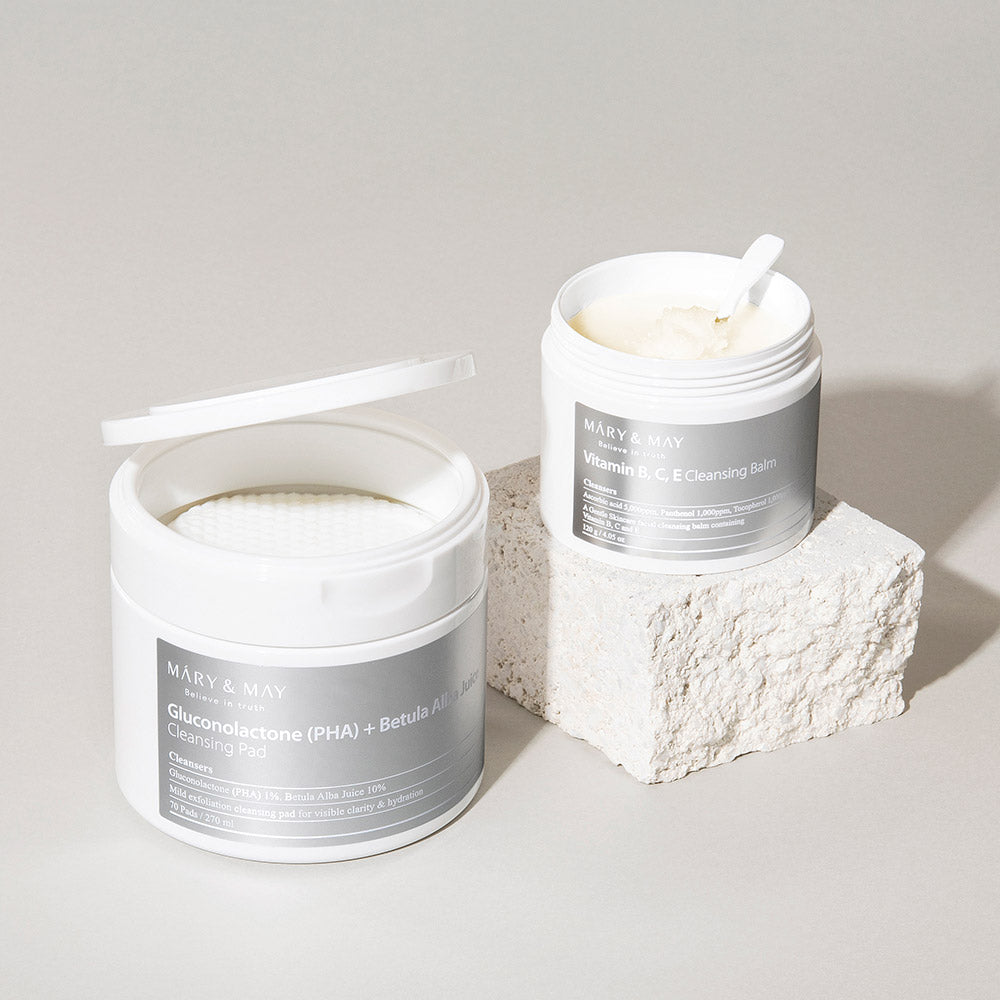 ProtoClinical k-beauty [MARY & MAY] Vitamin B.C.E Cleansing Balm 120g single cleansing balm package centered on a white background.