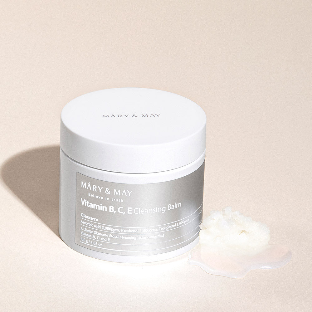 ProtoClinical k-beauty [MARY & MAY] Vitamin B.C.E Cleansing Balm 120g single cleansing balm package centered on a white background.