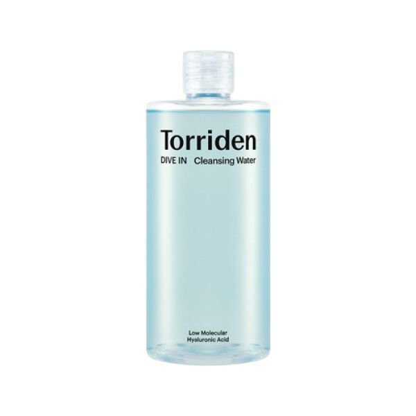 ProtoClinical k-beauty Torriden Dive In Low Molecular Hyaluronic Acid Cleansing Water 400ml displayed in a centered product packshot with visible label details on a clean white background