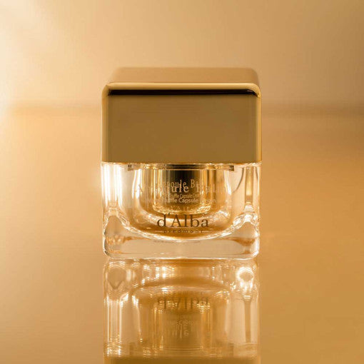 ProtoClinical k-beauty warm tan beauty graphic with a soft blush band and darker vertical center.