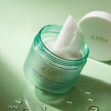 ProtoClinical k-beauty d'Alba Daily Mild Cica Calming Pad 165ml (50ea) shown as green square pad packaging with soft pale highlights