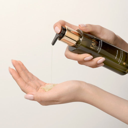 ProtoClinical k-beauty warm beige beauty graphic with a peach center and deep brown upper-right accent on a light background.