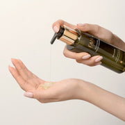 ProtoClinical k-beauty warm beige beauty graphic with a peach center and deep brown upper-right accent on a light background.