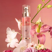 ProtoClinical k-beauty rose and peach beauty graphic with a soft pale highlight on a warm background.