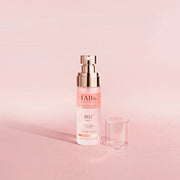 ProtoClinical k-beauty pale pink beauty product silhouette with a soft taupe center on a light background.