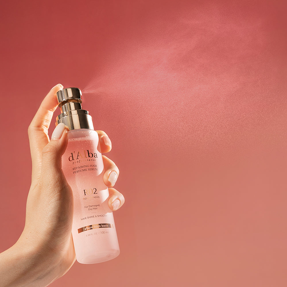 ProtoClinical k-beauty muted rose beauty graphic with a soft peach lower band on a warm pink background.