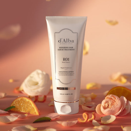 ProtoClinical k-beauty warm brown and coral beauty graphic with a pale yellow center on a soft pink background.