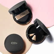 ProtoClinical k-beauty soft gray beauty graphic with charcoal upper and lower shapes on a pale pink background.