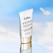 ProtoClinical k-beauty soft blue beauty graphic with a warm beige center on a pale background.
