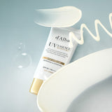 ProtoClinical k-beauty soft blue beauty graphic with a pale cream glow centered on a cool gray background.