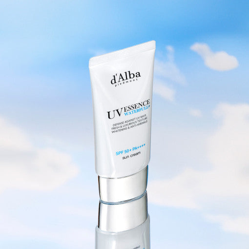 ProtoClinical k-beauty blue beauty product silhouette with a pale vertical center on a light background.