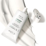 ProtoClinical k-beauty soft gray beauty product silhouette with a bright vertical center on a pale background.