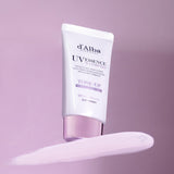 ProtoClinical k-beauty purple beauty graphic with a bright vertical center on a mauve background.