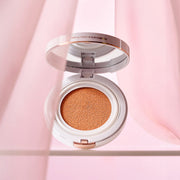 ProtoClinical k-beauty blush pink beauty product packaging with a warm brown vertical center on a light background.
