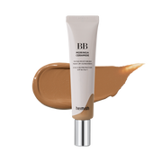 ProtoClinical k-beauty blended beige and cocoa makeup shade swatch on a light background.