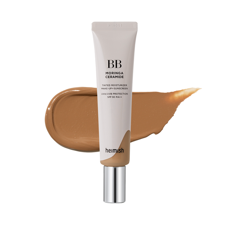 ProtoClinical k-beauty blended beige and cocoa makeup shade swatch on a light background.
